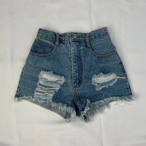 Concepts & Design Vintage High Rise Ripped Jean Mini Shorts - Size 3
